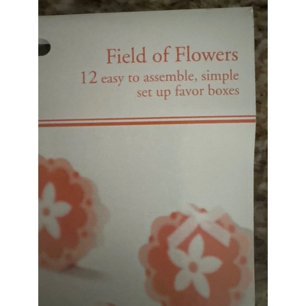 Lillian Rose Field of Flowers Coral Floral Favor Boxes Set of 12 FA190 FC